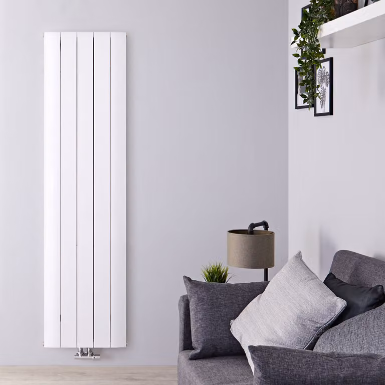 Radiatore Verticale Design Alluminio Bianco 1800x470mm 1050W - Alta Resa - Stile Moderno - Aurora
