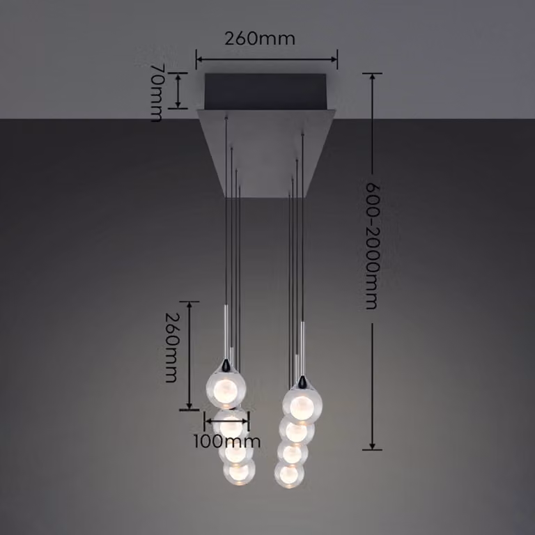Trio Lighting Lampada a sospensione Calista, dimmerabile, Cromo / Argento, Soggiorno / Sala da pranzo, Metallo, Moderno, Lampada a sospensione