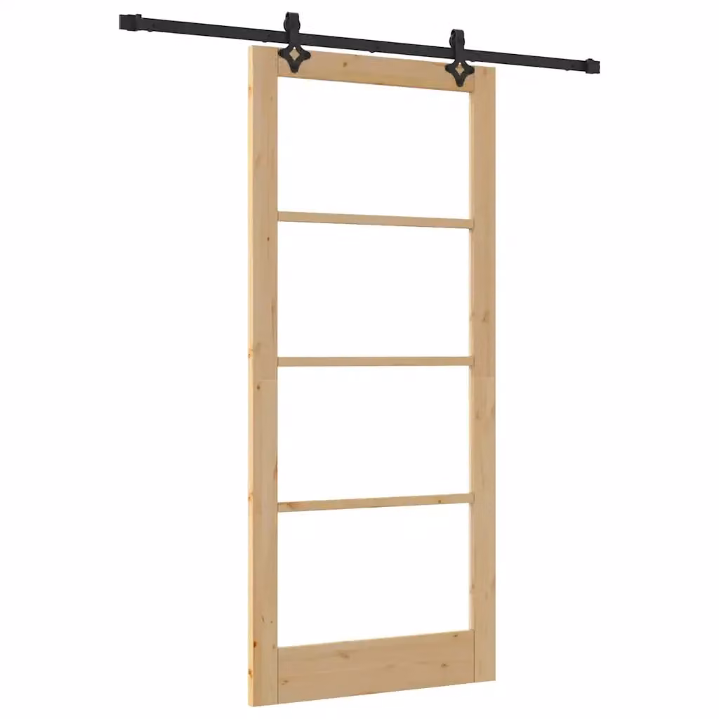Porta scorrevole moderna vidaXL in legno e vetro, colori marrone, nero e trasparente, L: 93 cm, H: 211 cm – 2