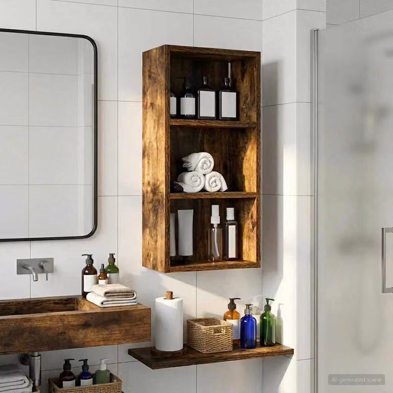Armadio da bagno a muro vidaXL in legno moderno colore quercia, L: 30 cm, P: 16 cm, H: 62,5 cm
