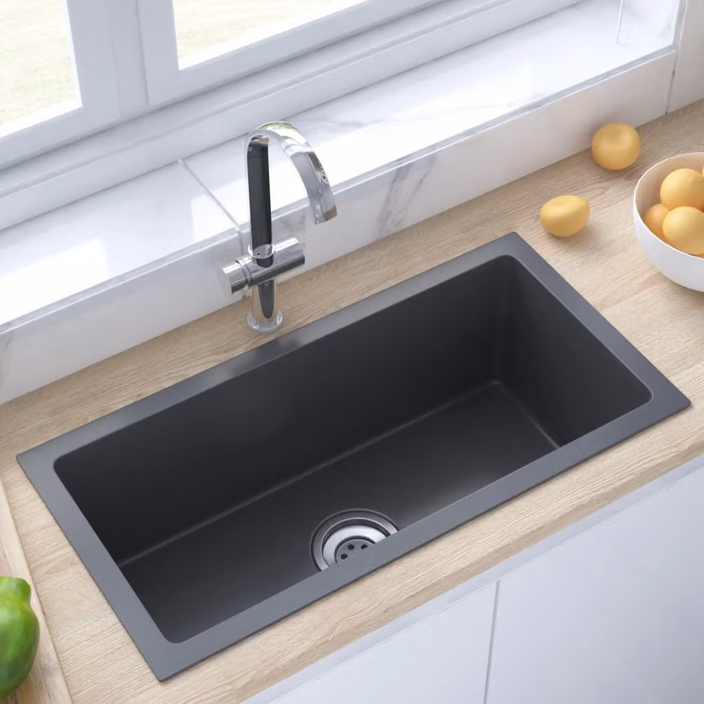 The Living Store Lavello da incasso a mano in acciaio inox nero