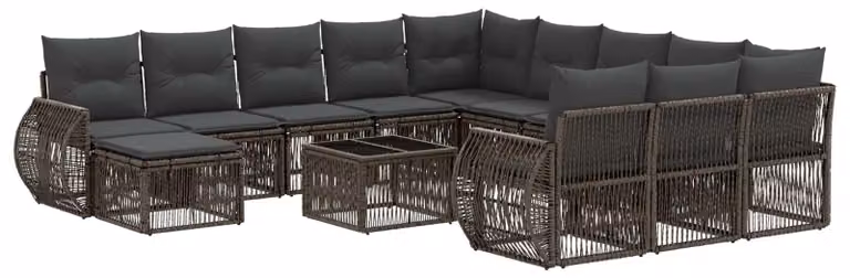 Set Divano da Giardino 13 pcs Grigio polyrattan