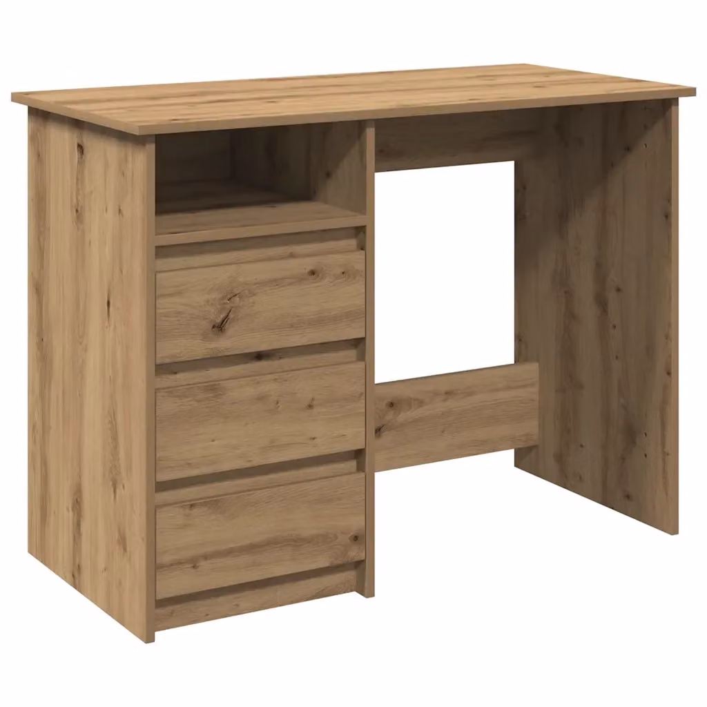 Scrivania moderna vidaXL in legno color rovere e marrone, L: 102 cm, P: 50 cm, H: 75 cm – 2