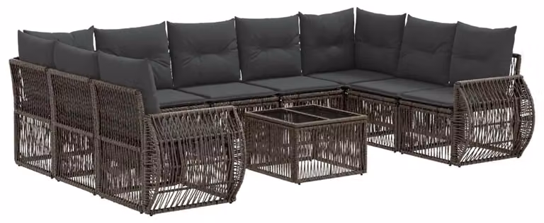 Set Divano da Giardino 10 pcs Grigio e Grigio Scuro polyrattan