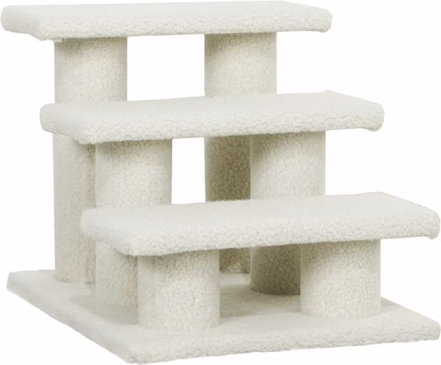 Scaletta per cani e gatti a 4 gradini PawHut con rivestimento in peluche, beige, L: 61 cm, P: 41 cm, H: 60 cm – 1