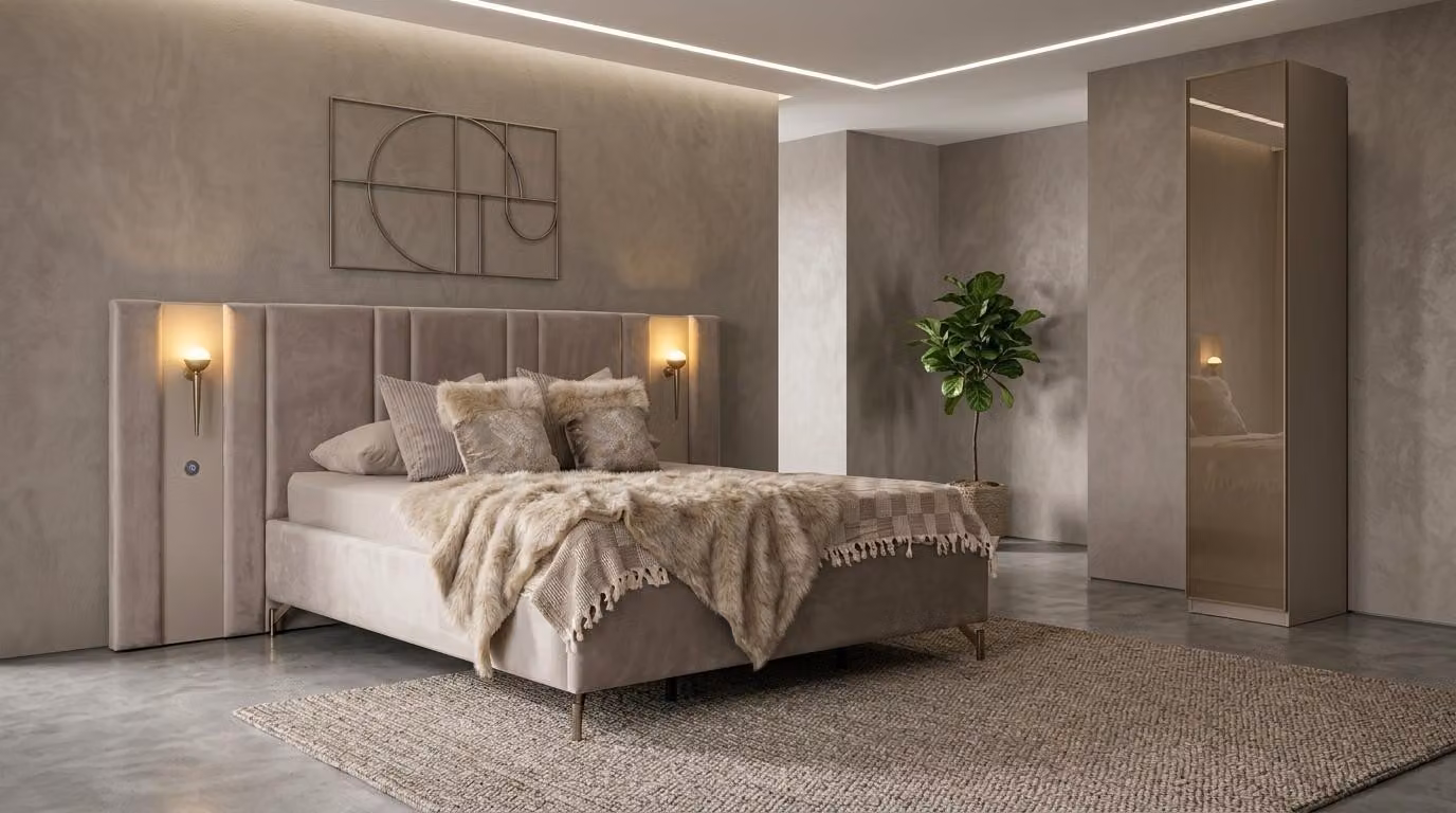 Armadio singolo, stile moderno, colore beige, aspetto morbido e confortevole, ideale per la camera da letto