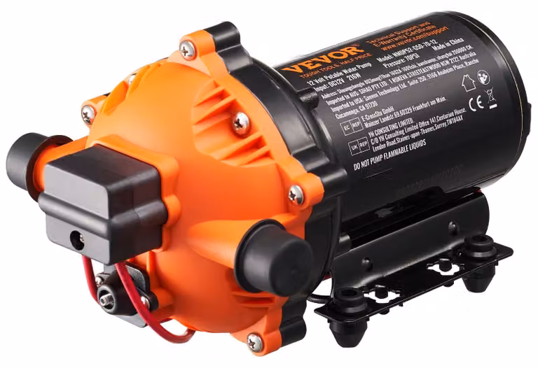 Pompe a membrana da 12 V, portata di 5 GPM (18,93 l/min), 5 camere, pressione di 70 psi, attacco MNPT