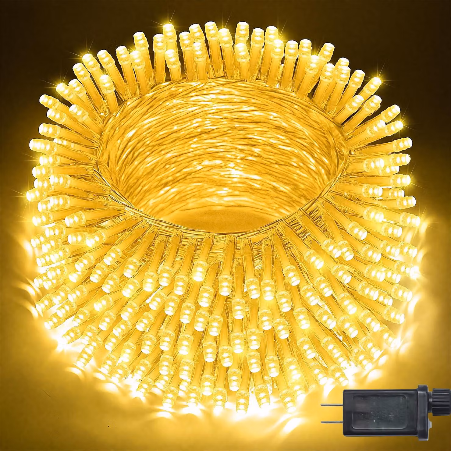 Catena luminosa a LED, 20 metri, 200 LED bianco caldo, 8 modalità, grado di protezione IP67