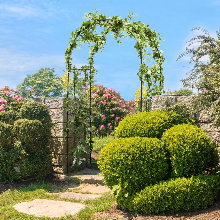 Arco da giardino Costway in metallo nero con tenda regolabile per decorazioni e piante rampicanti L: 150 cm, H: 220 cm, P: 60 cm