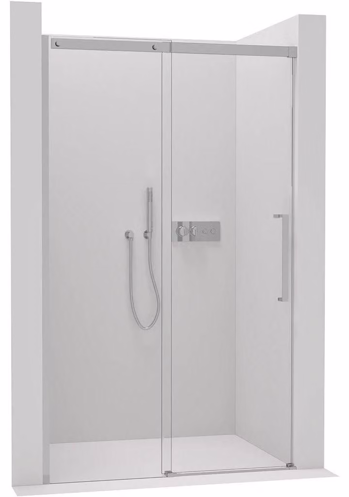 CERANO - Porta scorrevole per doccia Lantono L/P - 8 mm - Soft-Close - cromata, vetro trasparente - 170x195 cm