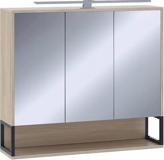 Mobile a specchio per bagno Vicco Vionna Rovere e Nero con illuminazione LED integrata L 80 cm x H 71.5 cm