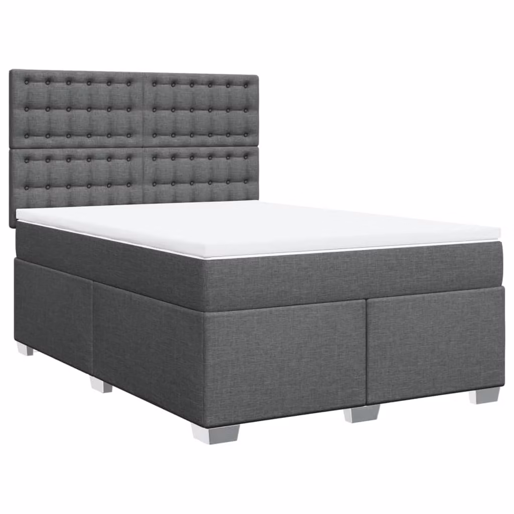 Giroletto a Molle con Materasso Grigio Scuro 140x190 cm Tessuto