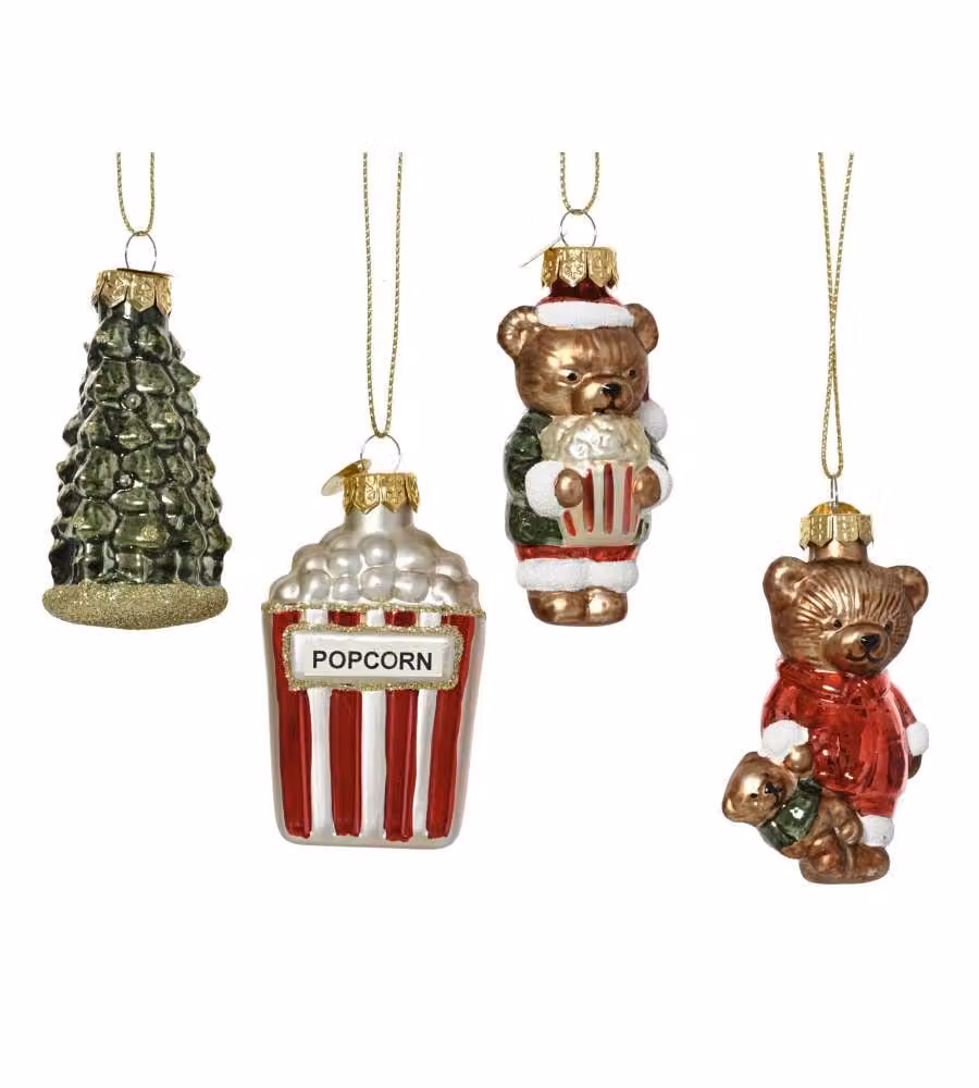 Decorazioni Natalizie Vetro Soffiato - 5 Soggetti Assortiti - 7,5 cm