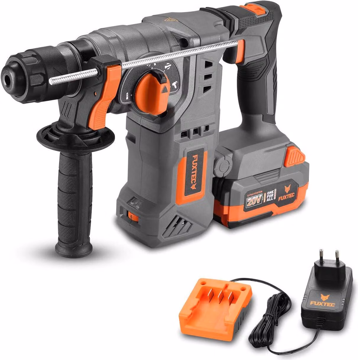 FUXTEC 20V trapano a percussione perforatore a batteria FX-E1RH20 SET con 1 x batteria 4Ah, 1 x caricatore 1A