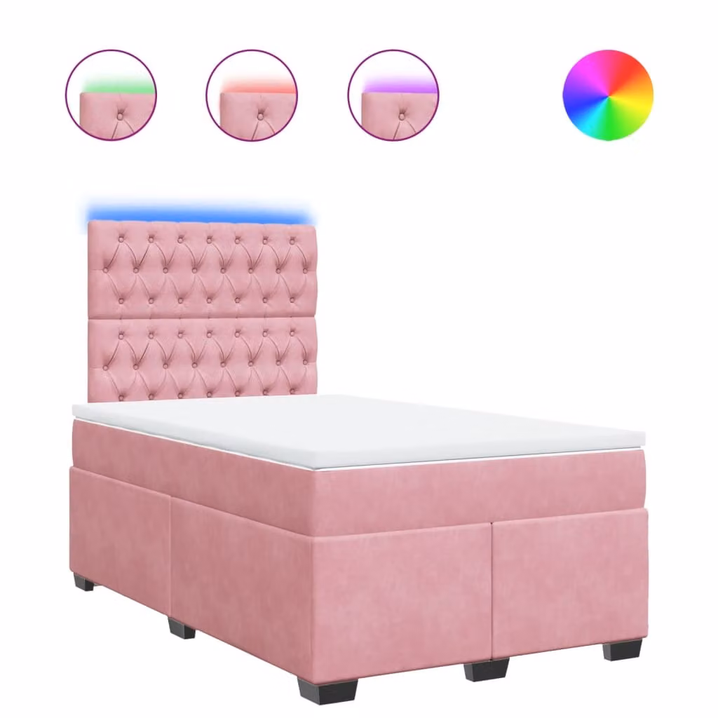 Giroletto a Molle con Materasso Rosa 120x190 cm in Velluto