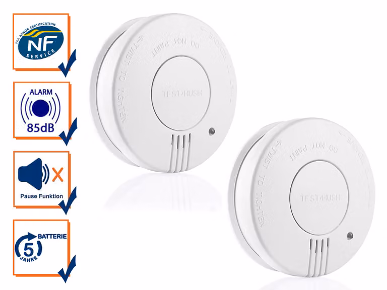 set di 2 rilevatori di fumo fotoelettrici, batteria di 5 anni, adatti alle cucine