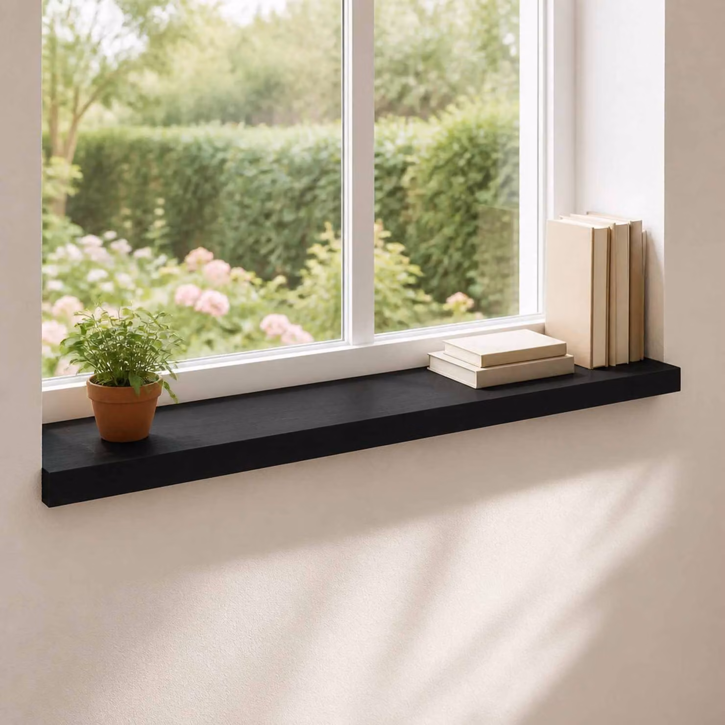 Set di 2 soglie per finestre vidaXL in legno, colore nero, L 70 cm x P 25 cm x H 2 cm