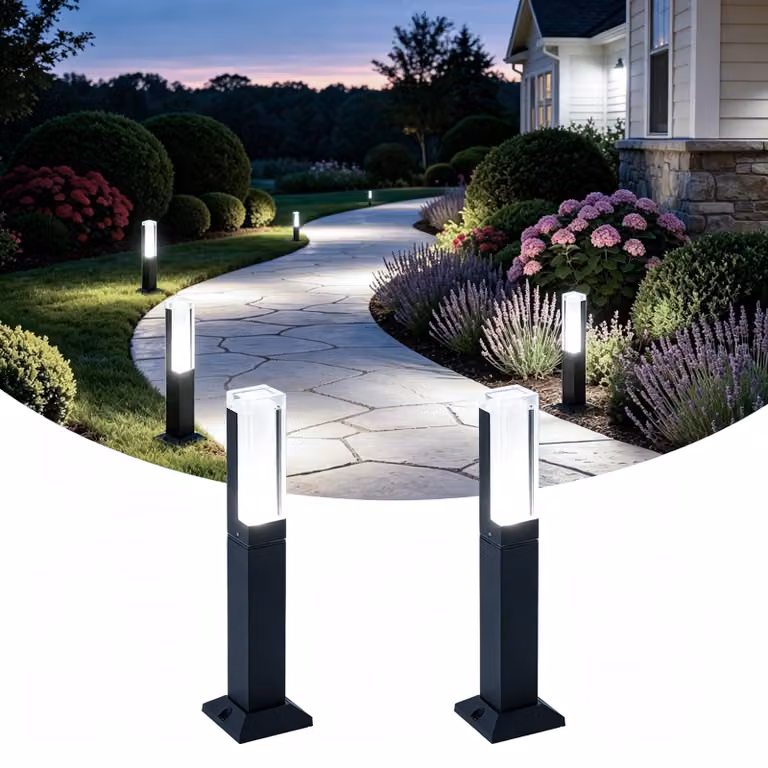 2 lampade da giardino a LED, 6W, lampada da esterno da terra, 60 cm, luce bianca fredda 6000K, impermeabile IP65