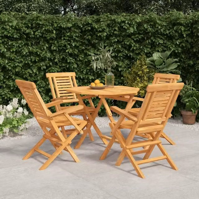Set da Pranzo per Giardino 5 pz in Legno Massello di Teak 3155026