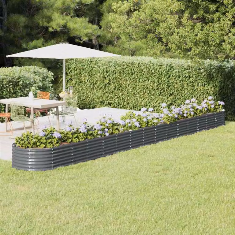 Letto da giardino rialzato vidaXL in acciaio zincato colore antracite L: 620 cm, P: 80 cm, H: 36 cm