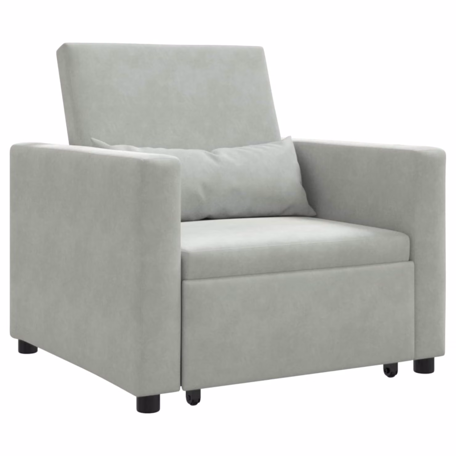 vidaXL Divano letto singolo estraibile in velluto grigio con struttura in metallo e ruote