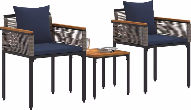 Set di Mobili da Esterno Grigio e Blu Navy polyrattan