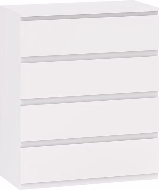 Cassettiera Moderna HOMCOM con 4 Cassetti per Camera e Soggiorno, Bianco, L 80 cm x P 39 cm x H 95 cm