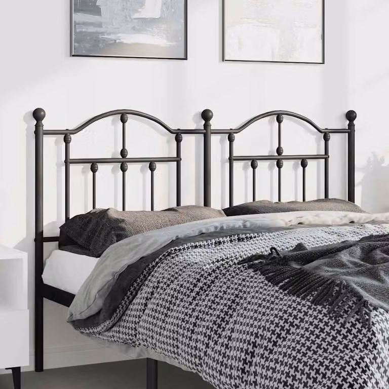 Testiera di ricambio vidaXL in metallo nero laccato, stile classico, L: 142 cm