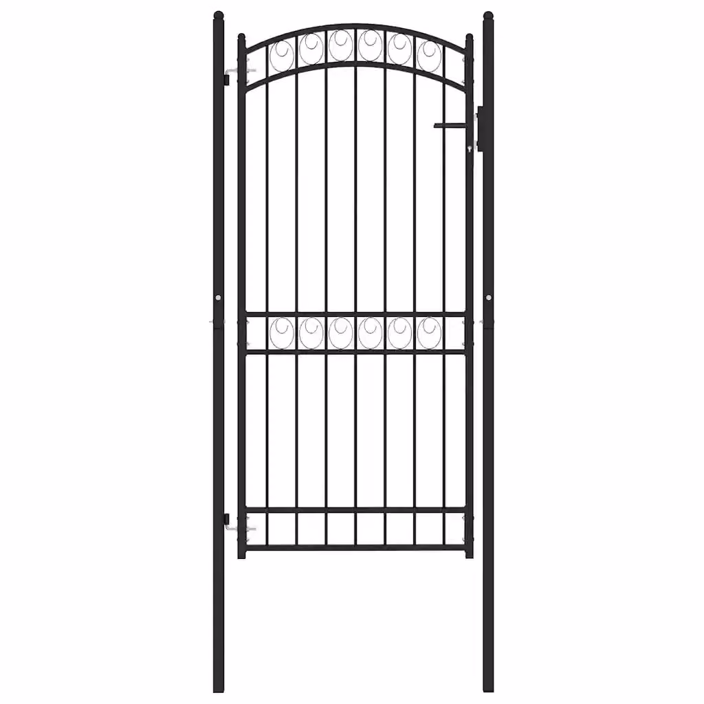 Cancello singolo per recinzione vidaXL in acciaio nero, tipo swing, L: 100 cm, H: 136 cm – 2