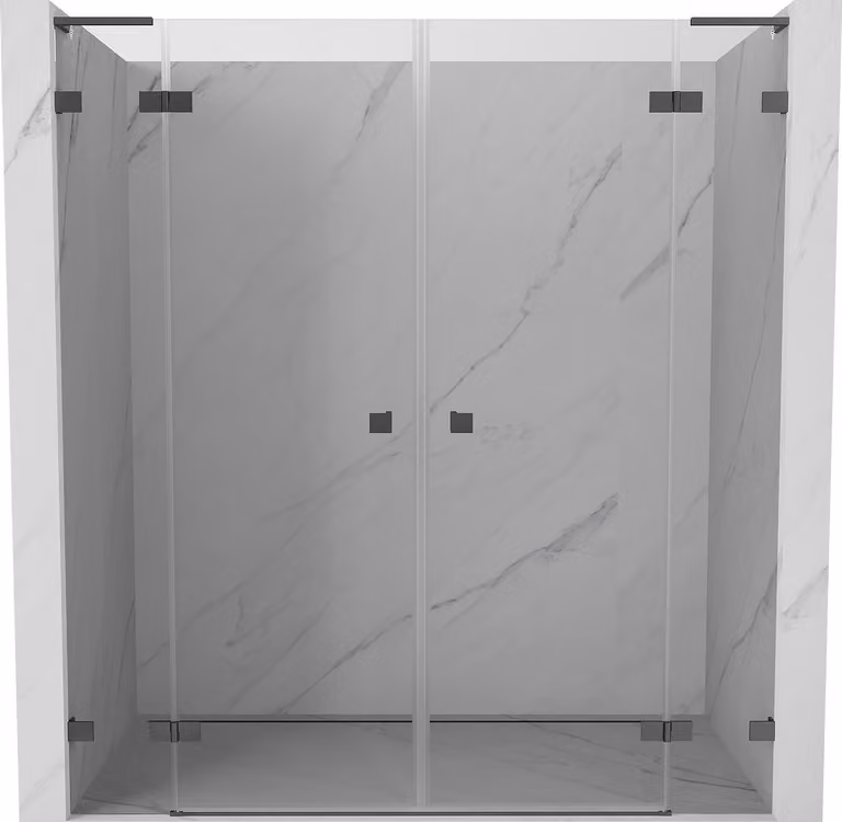 Mexen Lunar L Duo porte doccia a battente 190 cm, trasparente, canna di fucile - 834DL-190-000-95-00