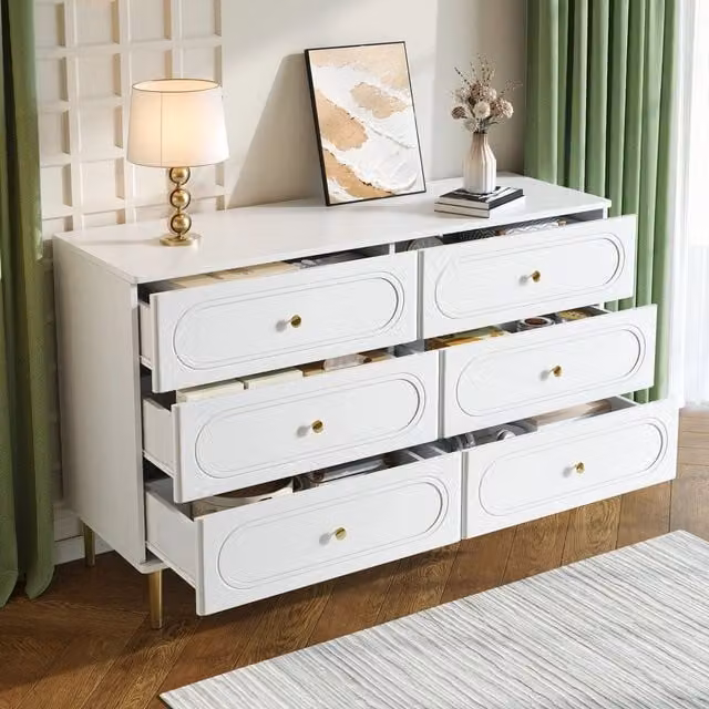 Credenza con 6 Cassetti ¨C MINIMAL ¨C Bianco, Metallo, Moderno, Soggiorno
