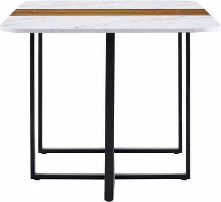 Tavolo da pranzo per 4-6 persone con struttura a croce in metallo nero MDF effetto marmo e legno