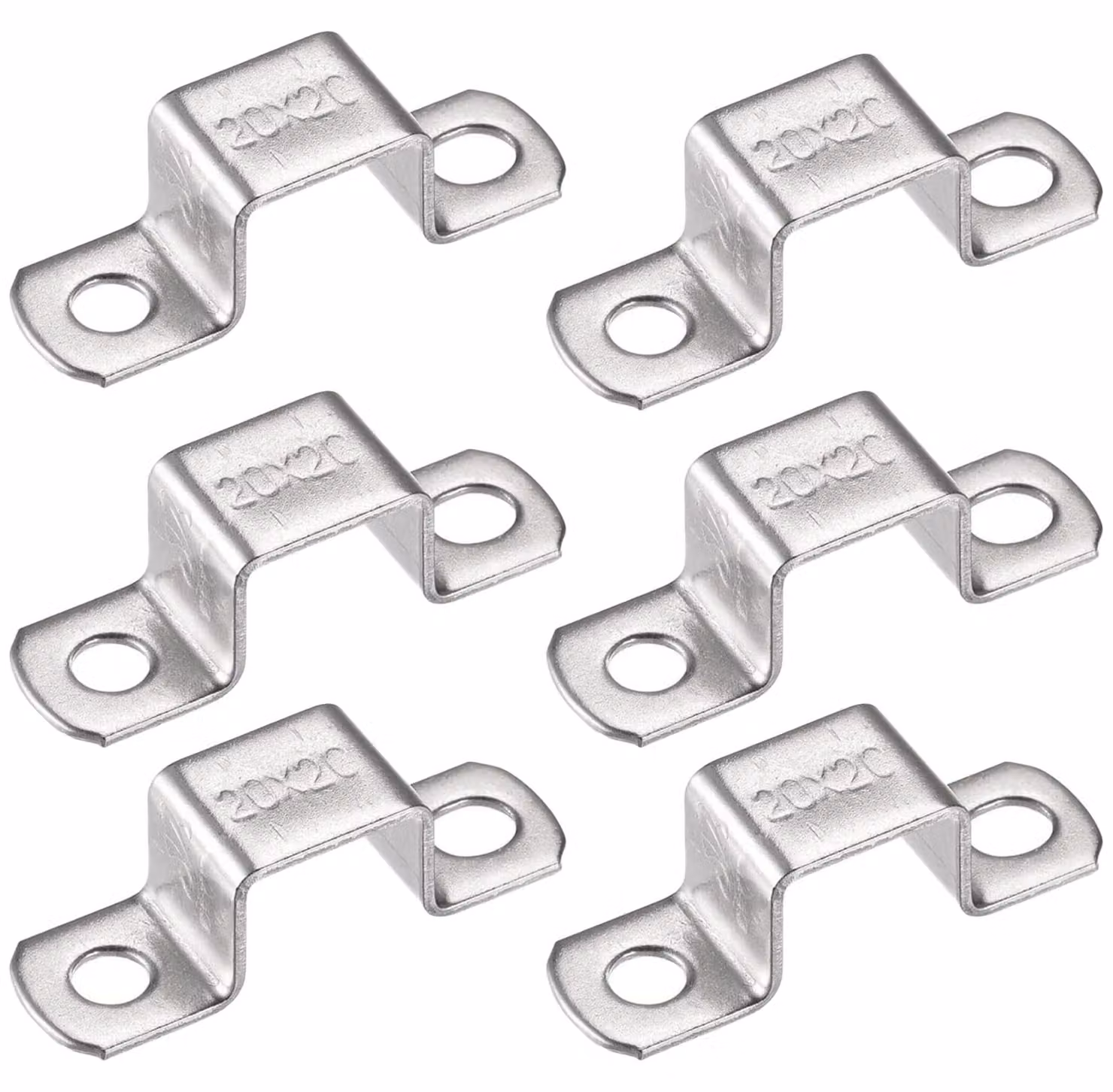 Angoli di fissaggio a forma di U, 18 x 22 mm - per fermaporte - confezione da 6