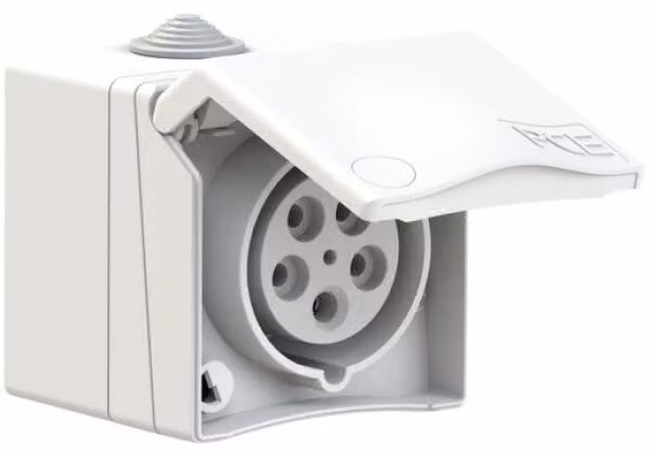 Presa a muro Elso CEE Design, 16A, 5p, 6h, IP44, RAL9016, bianco traffico, 1 pz.