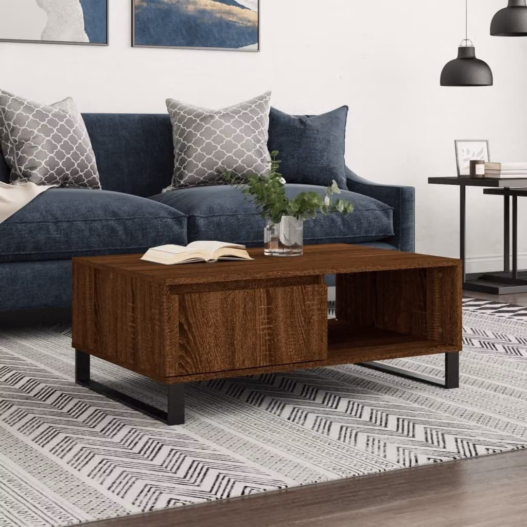 Maison Exclusive - Tavolino da salotto effetto rovere marrone 90x60x35 cm Materiale ligneo