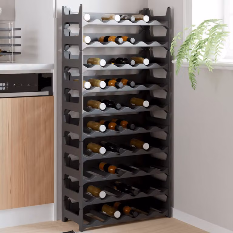 vidaXL Portabottiglie Impilabile per 60 Bottiglie in PP, Grigio Antracite