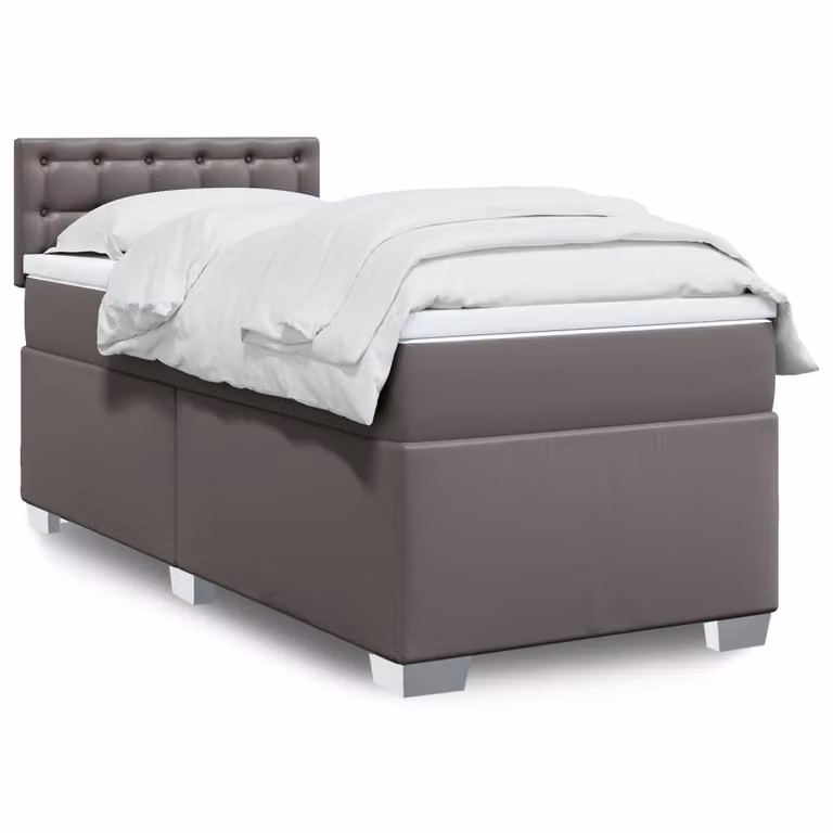 vidaXL Giroletto a Molle con Materasso Ibrido in Similpelle Grigio e Bianco, L/P/H: 80 x 200 cm