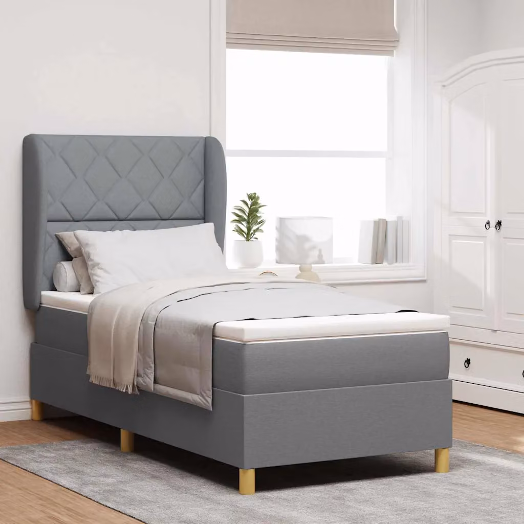Letto ibrido con testiera vidaXL in tessuto grigio L: 100 cm, P: 200 cm