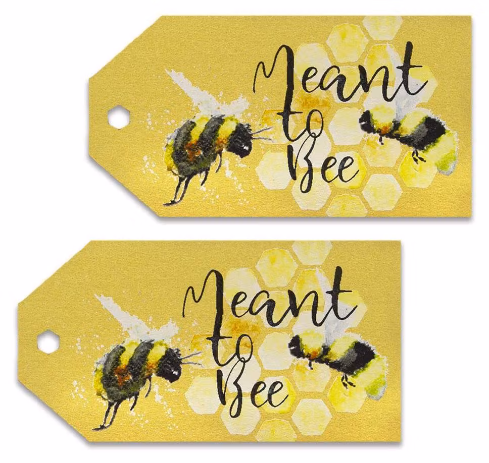 50 etichette regalo con motivo api, glitter dorati, dimensioni 6,5x3,5 cm