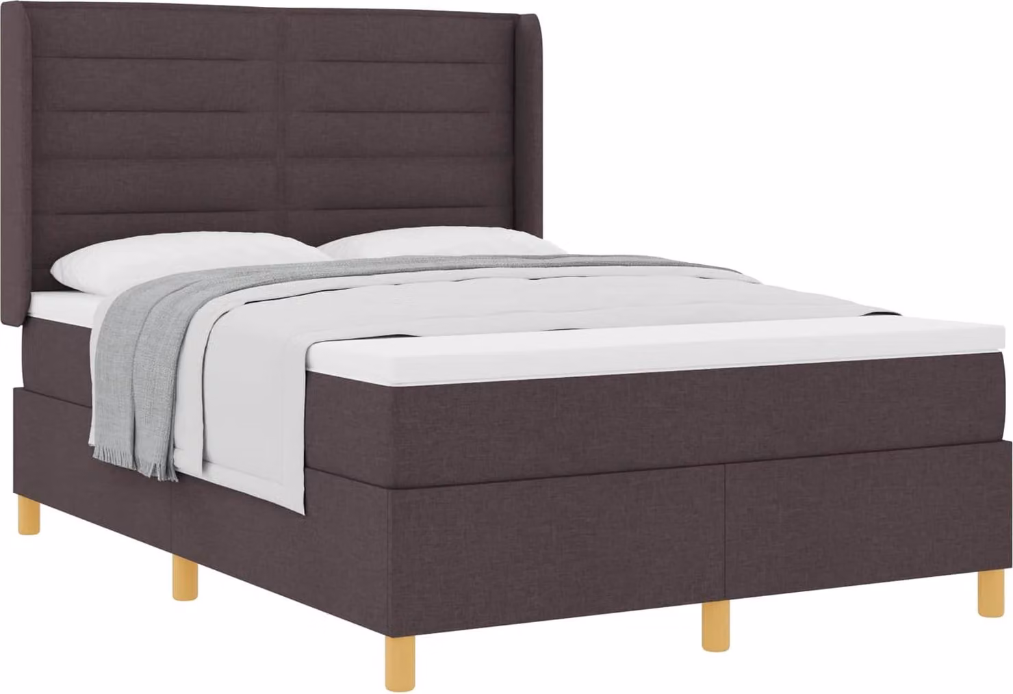 Letto a molle con materasso marrone scuro 160 x 200 cm in tessuto