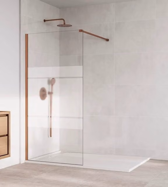 Parete doccia fissa Screen 8 mm 120 cm (116,5-118,0 cm) rame, vetro satinato Frost