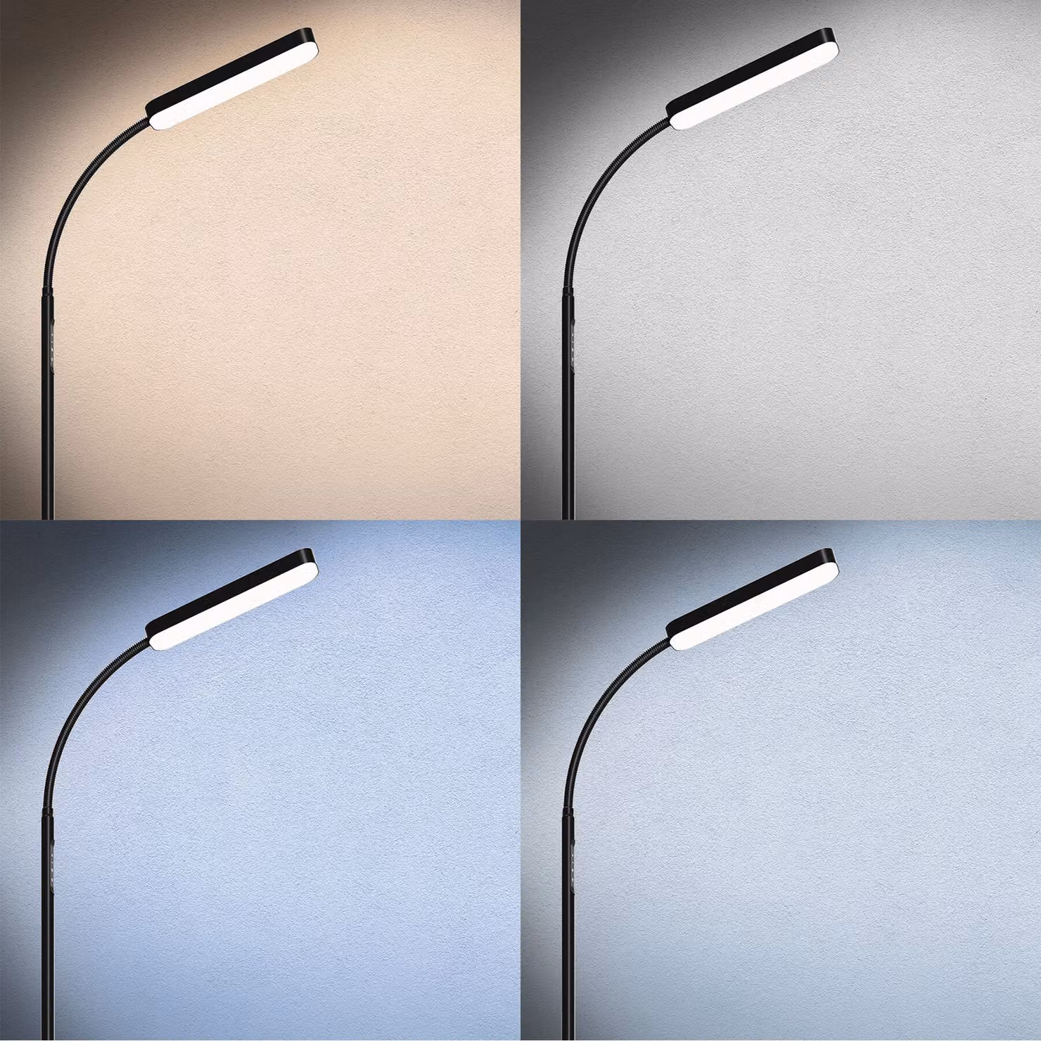 Lampada da terra LED Prisma tectake nera, dimmerabile con telecomando e timer, 12 W – 3
