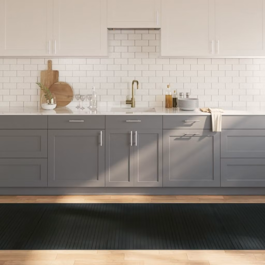 vidaXL Tappeto Rettangolare Moderno in Bambù e Polipropilene, Grigio e Nero, L: 100 cm, P: 300 cm, Antiscivolo