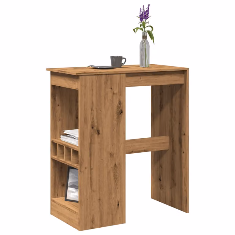 vidaXL Tavolo Bar con Rastrelliera in Rovere Marrone L: 90 cm, P: 47,5 cm, H: 103,5 cm