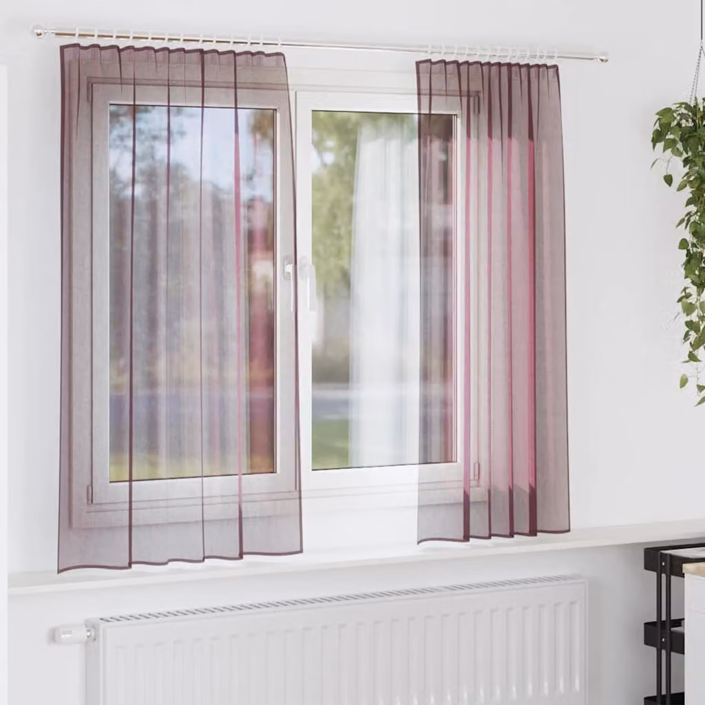 Set di 2 tende in voile semi-trasparenti vidaXL viola con tasche per asta, L: 140 cm, H: 175 cm