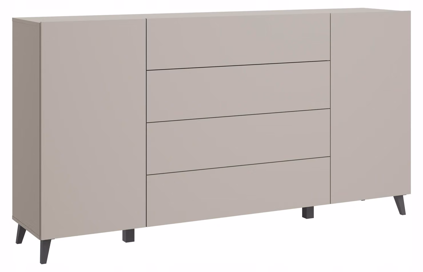 Comò ampio per il soggiorno, 180 cm, finitura opaca color cashmere