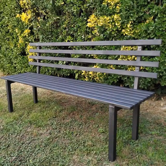 Panchina da esterno con schienale per giardino zincata 100 cm