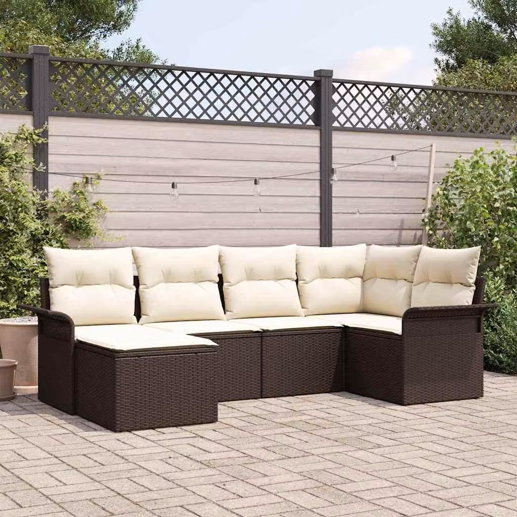 Maison Exclusive - Set Divano da Giardino con cuscino 6 pcs Marrone Poly Rattan