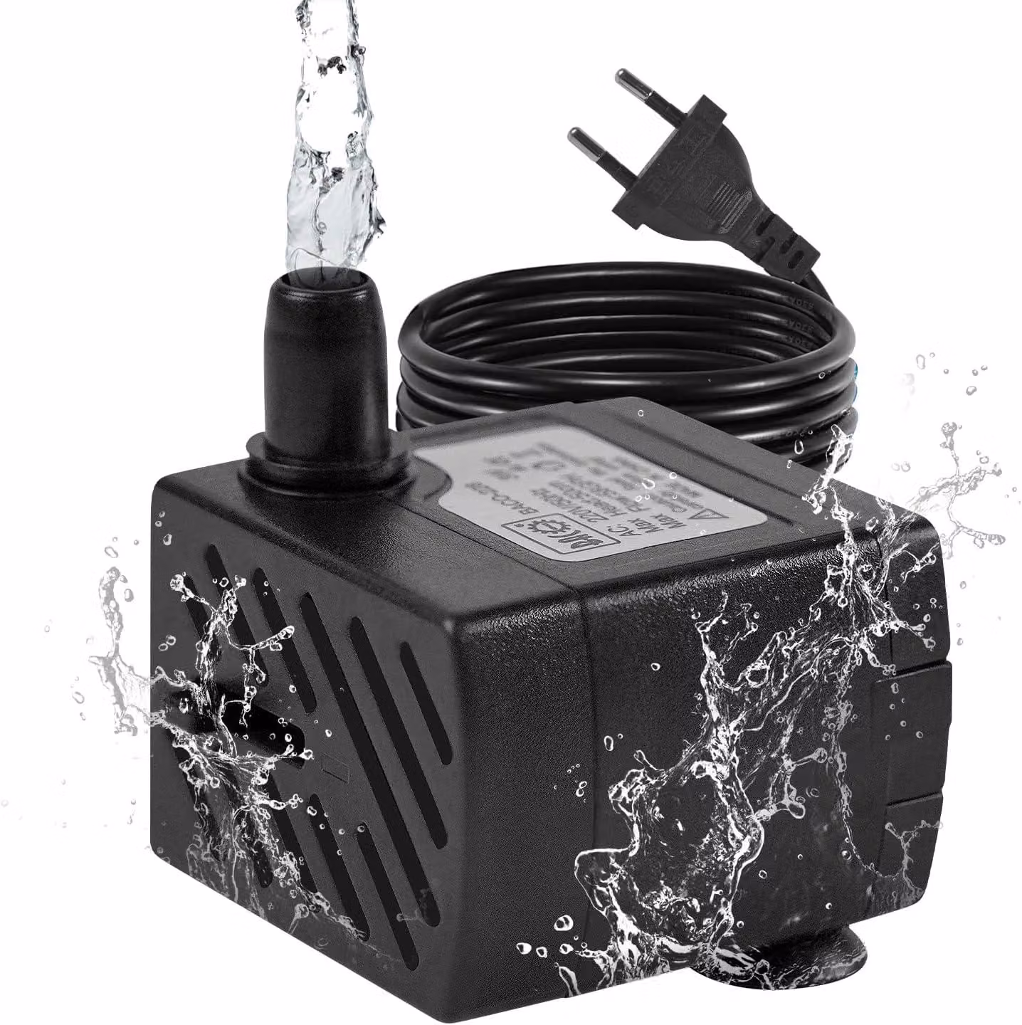 Mini pompa per acquari e fontane - 3 W - 220 l/h - con spina di tipo europeo