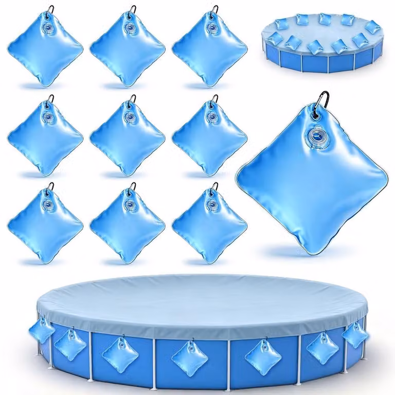 Copertura per piscina, sacchetti d'acqua con gancio - Set da 10 pezzi, colore blu